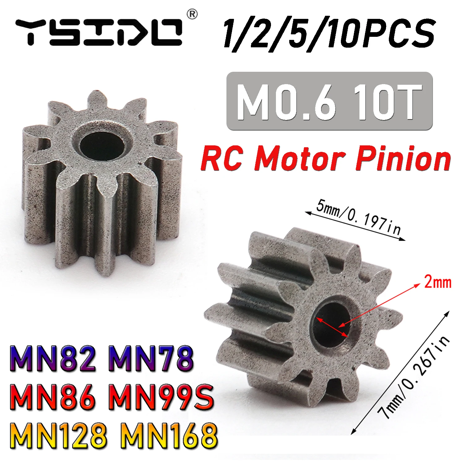 1/2/5/10PCS RC Motor Pinion M0.6 10T Metal Gear RC Car Crawler MN Model MN82 MN78 MN99S MN168 MN86 MN128 Motor DIY Upgrade Parts
