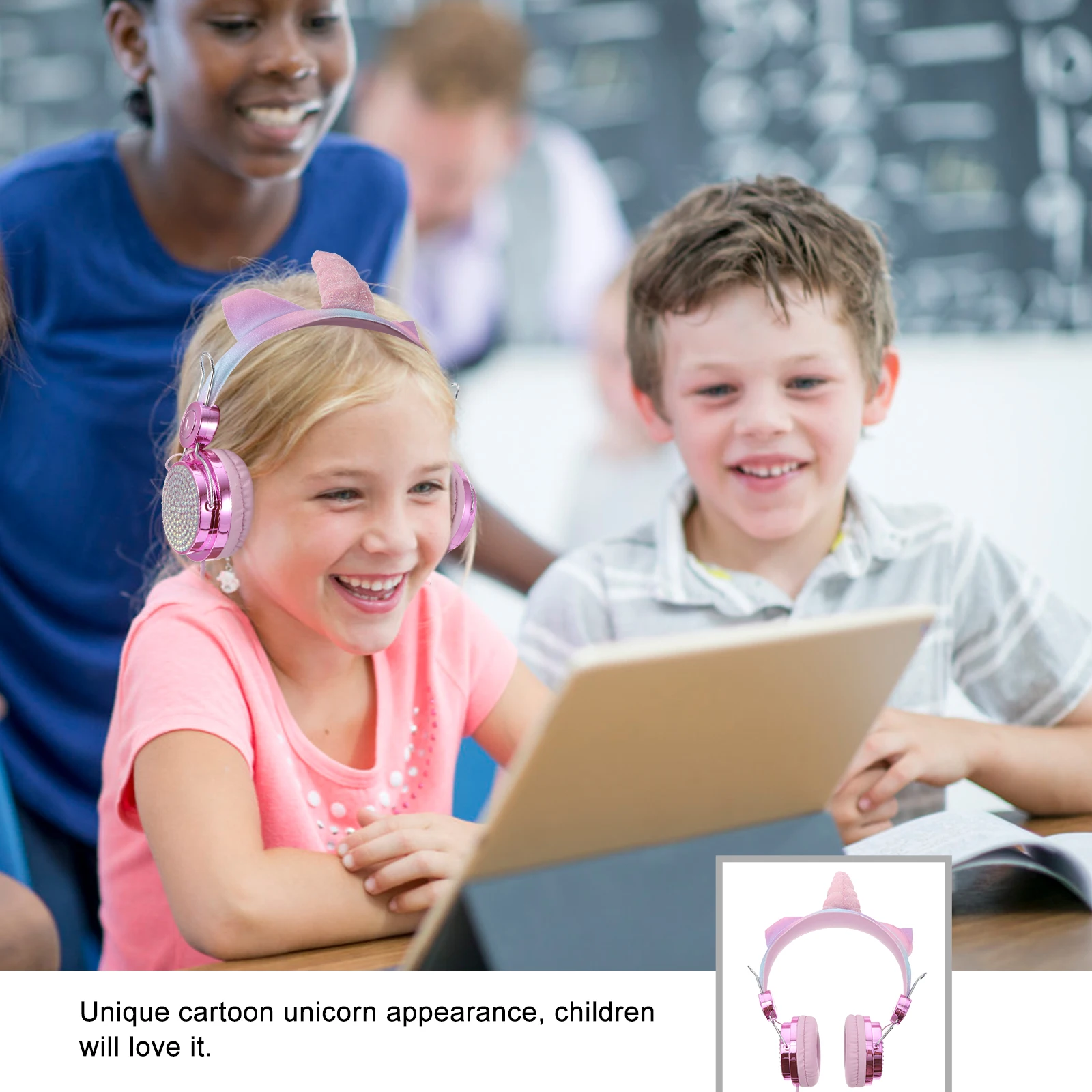 

Cartoon Unicorn Earphones Kids Headset Wired High Elasticity Anti Freezing Travel Study Gaming Song Video Reading Present