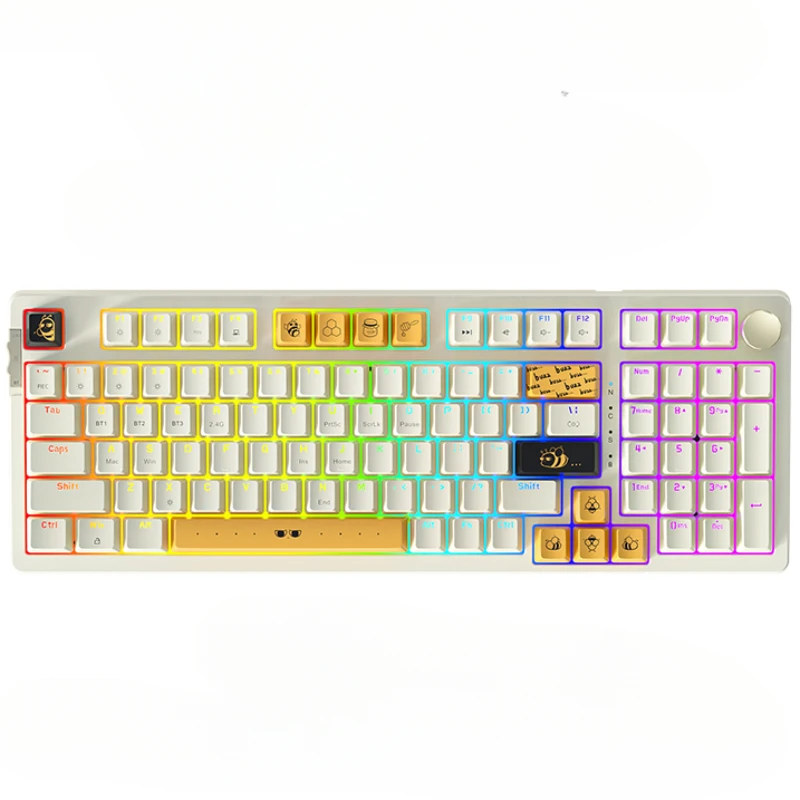 AK98 Mechanical Keyboard Tri-mode 2.4G / Wired / Bluetooth Hot-swappable RGB GASKET Structure Customized Gaming Office Keyboards