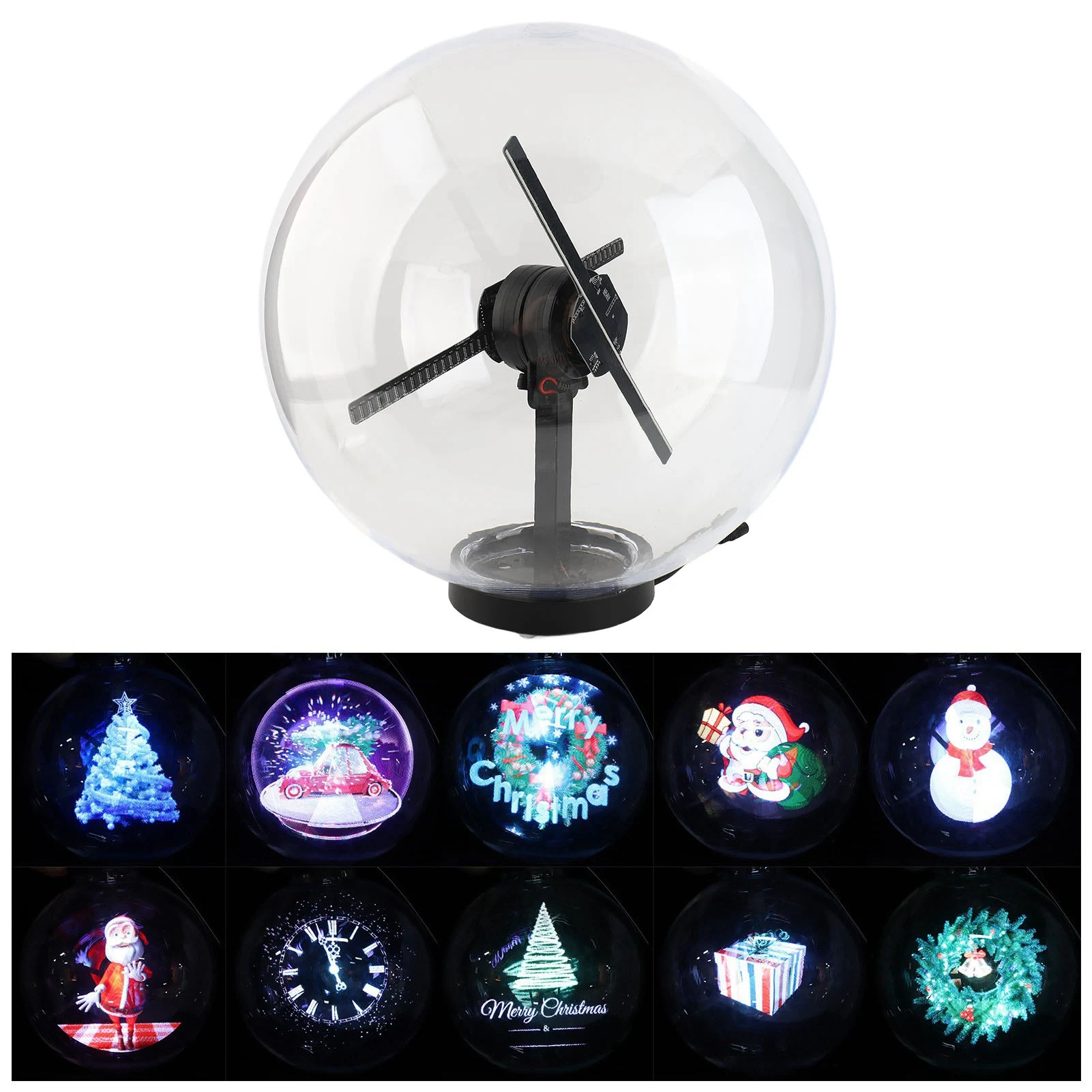 3D Projector Fan Digital Holographic Projector Projector Wireless WIFI 3D Holographic Projector Ball Shape Advertising Displayer