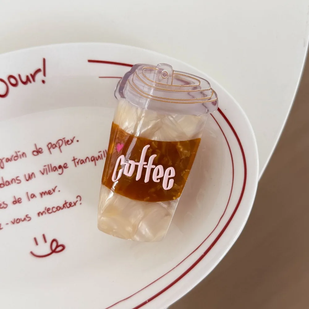 

Cute Funny Coffee Cup Shaped Hair Clip Cute Cartoon Mocha Ice Cream Hair Claw Headwear Geometry Acetic Acid Shark Clip Daily