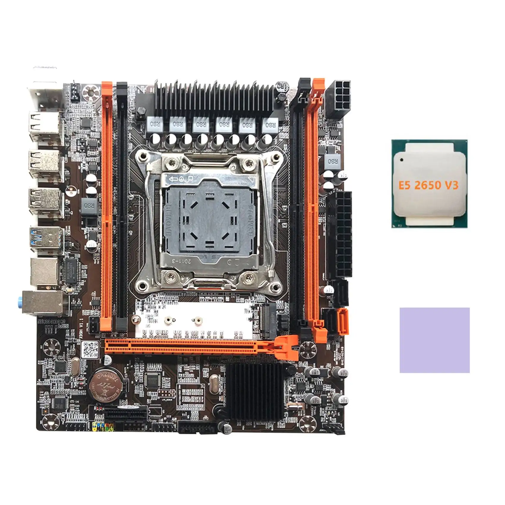 X99H Motherboard LGA2011-3 Computer Motherboard Support Xeon E5 2678 2666 V3 Series CPU with E5 2650 V3 CPU+Thermal Pad