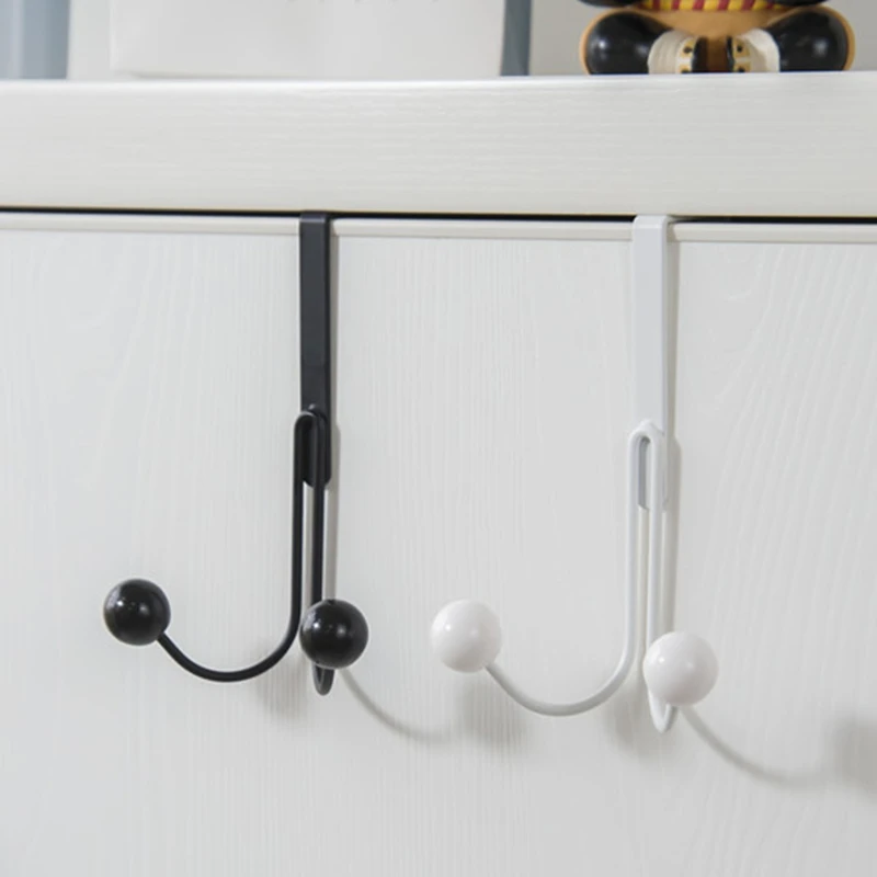 Double Hanger Hooks Over The Door Free Punching For Hanging Hats Bags Holder Tie Scarf Key Hook Clothes Coats Rack Towel Shelf