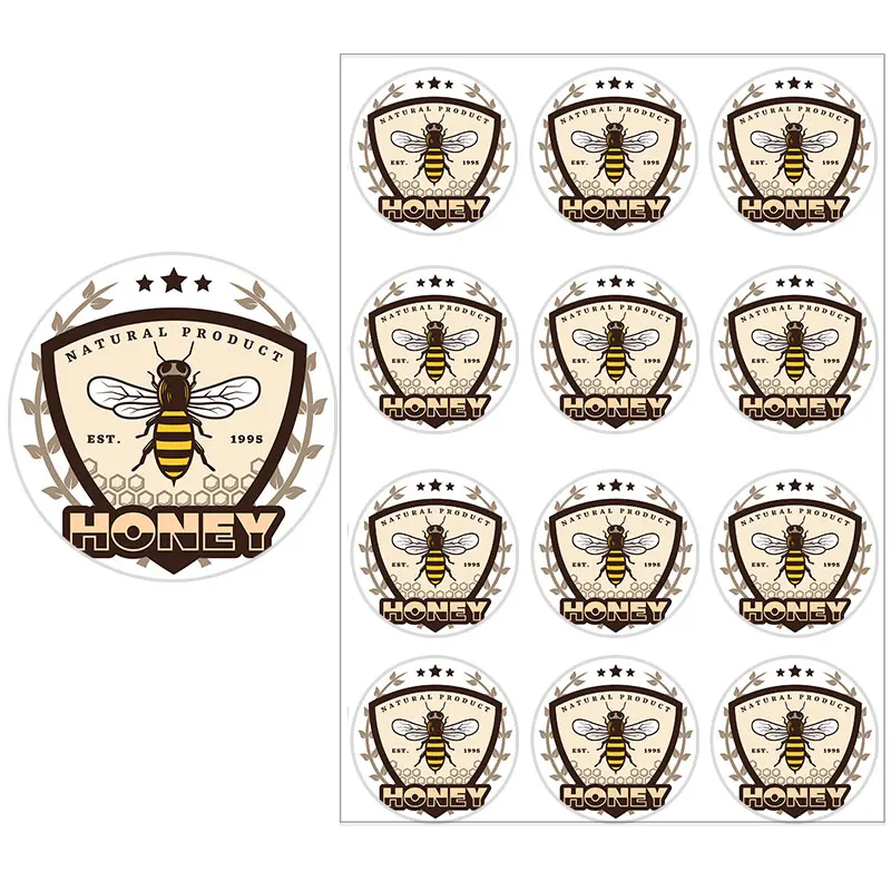 3.5cm/4.5cm Honey Jar Labels Honeycomb Bee Stickers Thanksgiving Day Circle Roll Seal Label Wedding Small Business Gift Tag