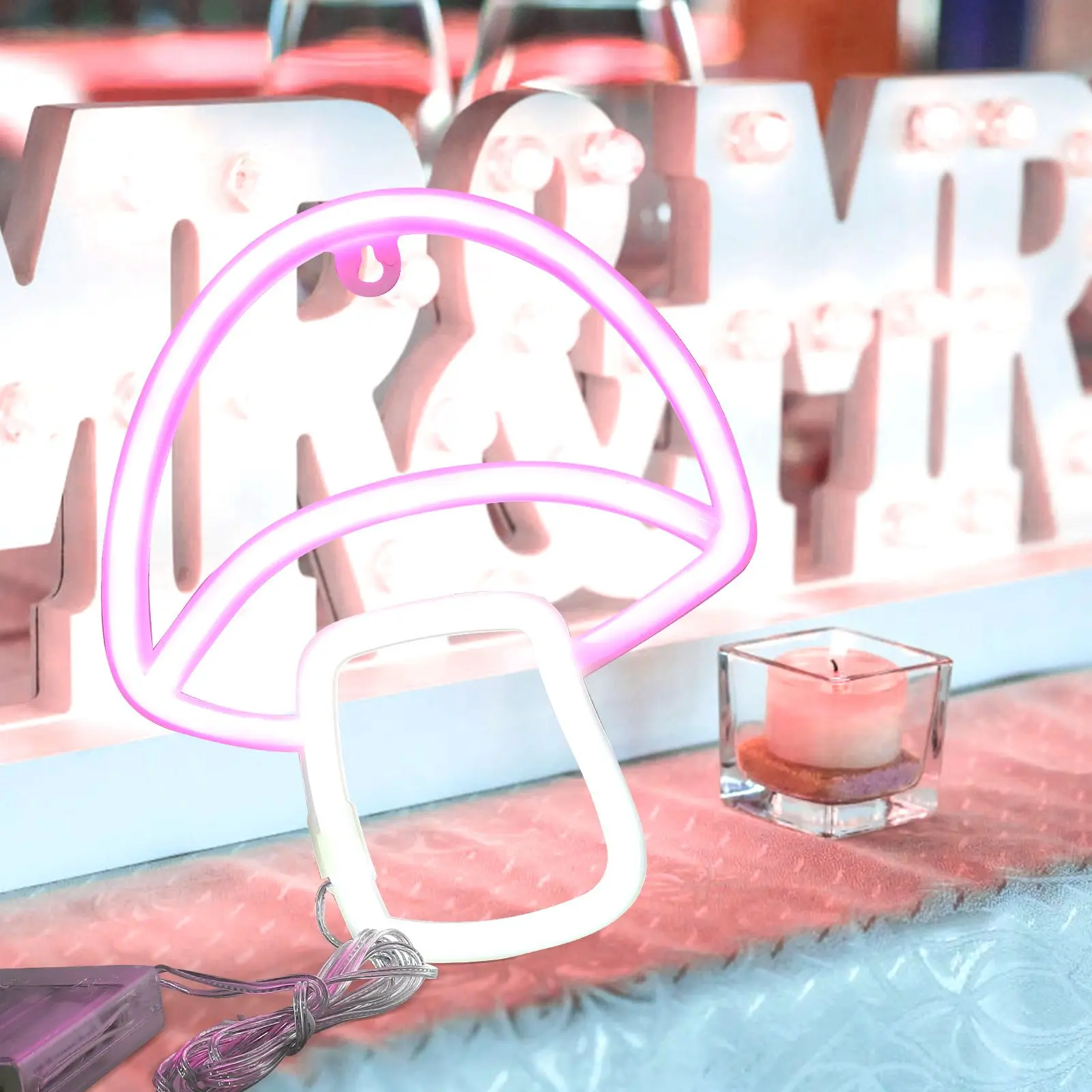 Mushroom Neon Light Decor For Bedroom LED Signs The Creative Wall Hanging Colorful