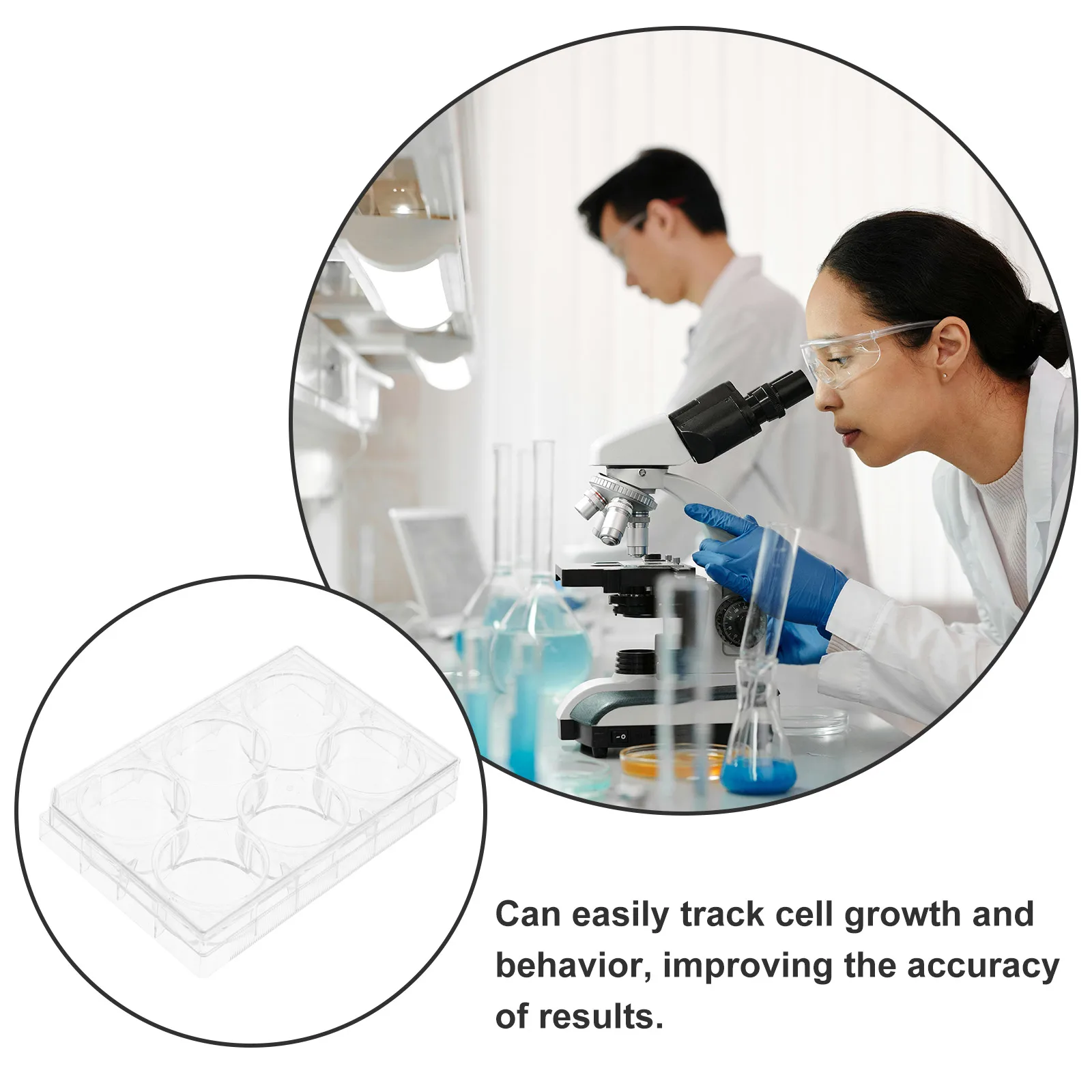 Com tampa placa de tecido de laboratório transparente, superfície plana de crescimento celular, placa de petri multifuncional para experimentos científicos de laboratório