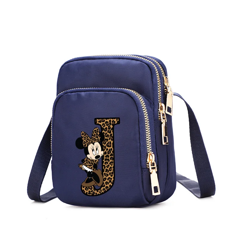 Disney Minnie Mouse A-Z 26 Lettres Femmes initiées Sac Casual Femme Sac À Bandoulière Petit Multifonction Messenger Sacs Sac À Main Poudres