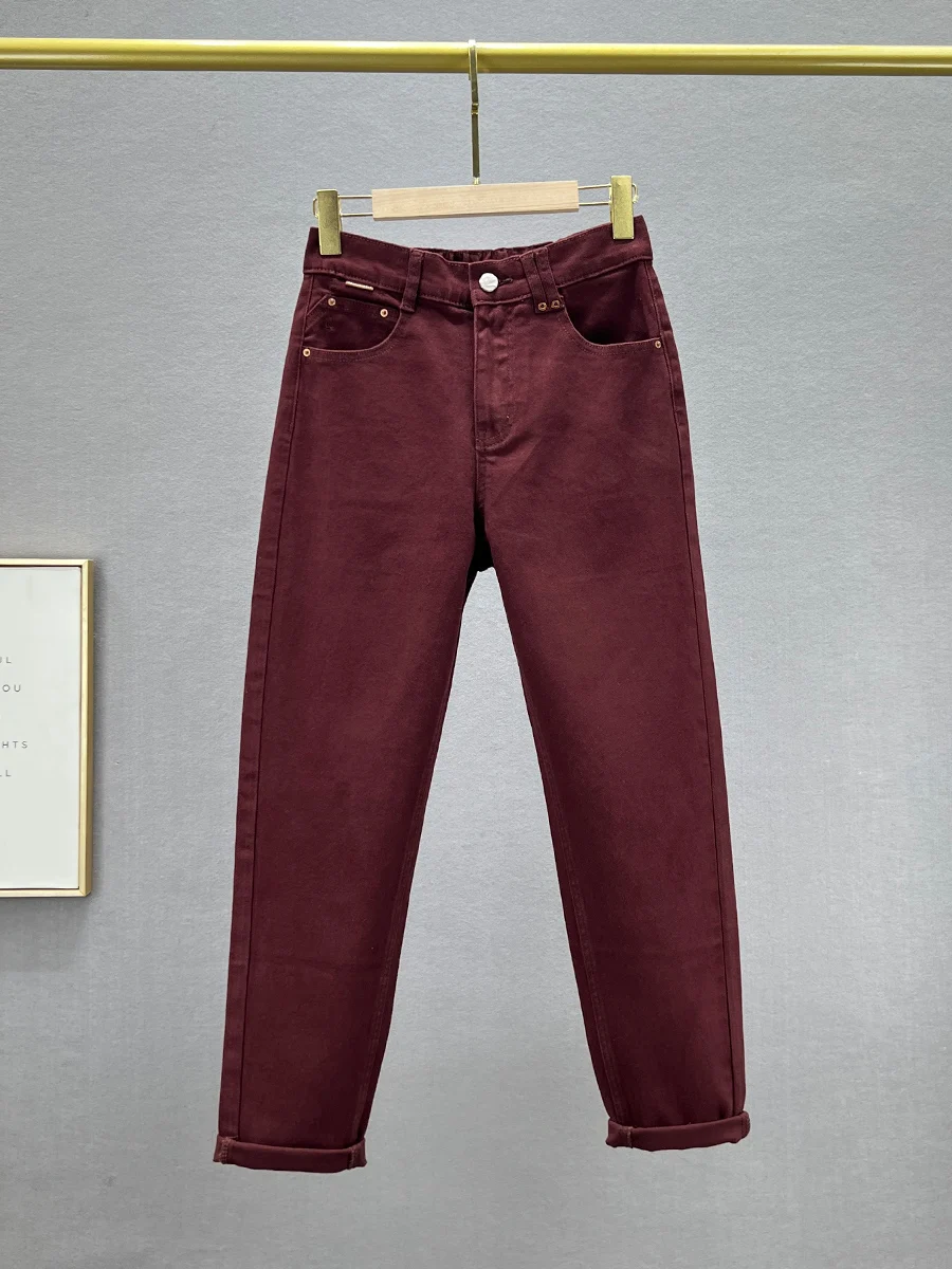 

Джинсы женские с высокой талией, однотонные, из эластичного денима, зауженные, универсальные, в стиле BF/Dad, хлопковые, стрейч, осенняя новинка