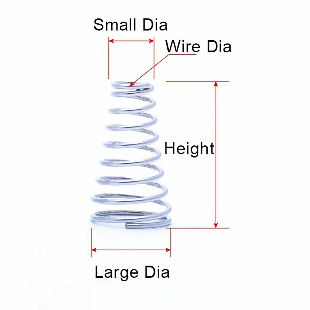 304 Stainless Steel Taper Pressure Spring Tower Springs Conical Cone Compression Spring Wire Diameter 1mm 1.2mm