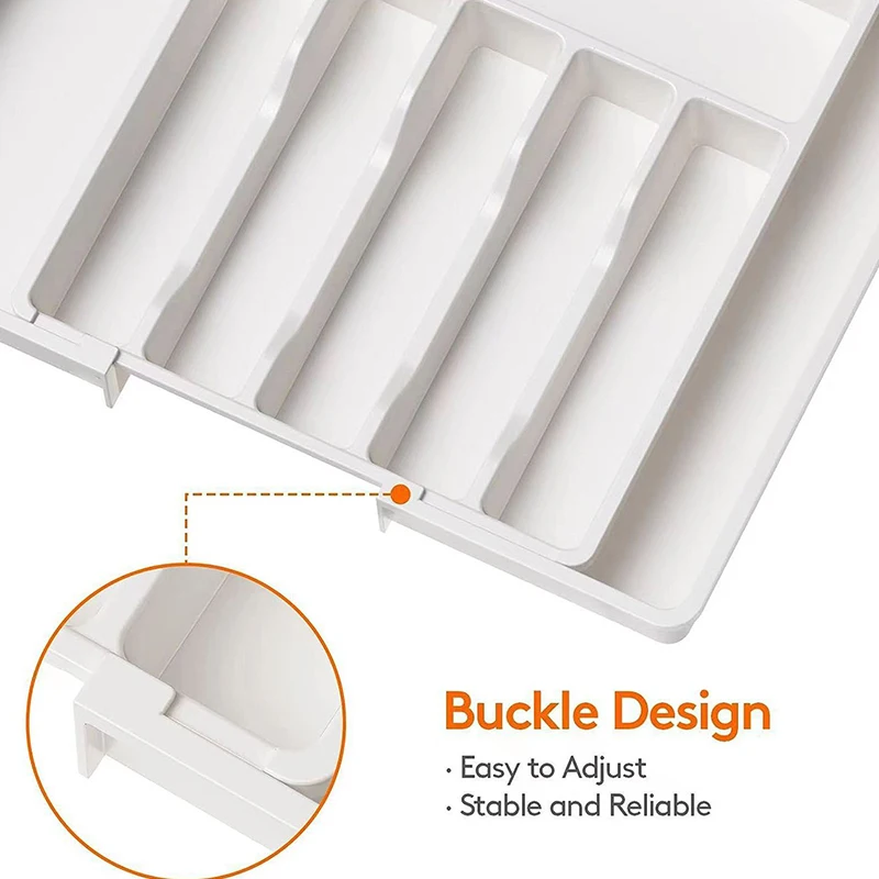 Lifewit 은식기 서랍 정리함, 주방용 확장형 기구 트레이, 조절식 플랫웨어 및 커트레이 거치대 블랙