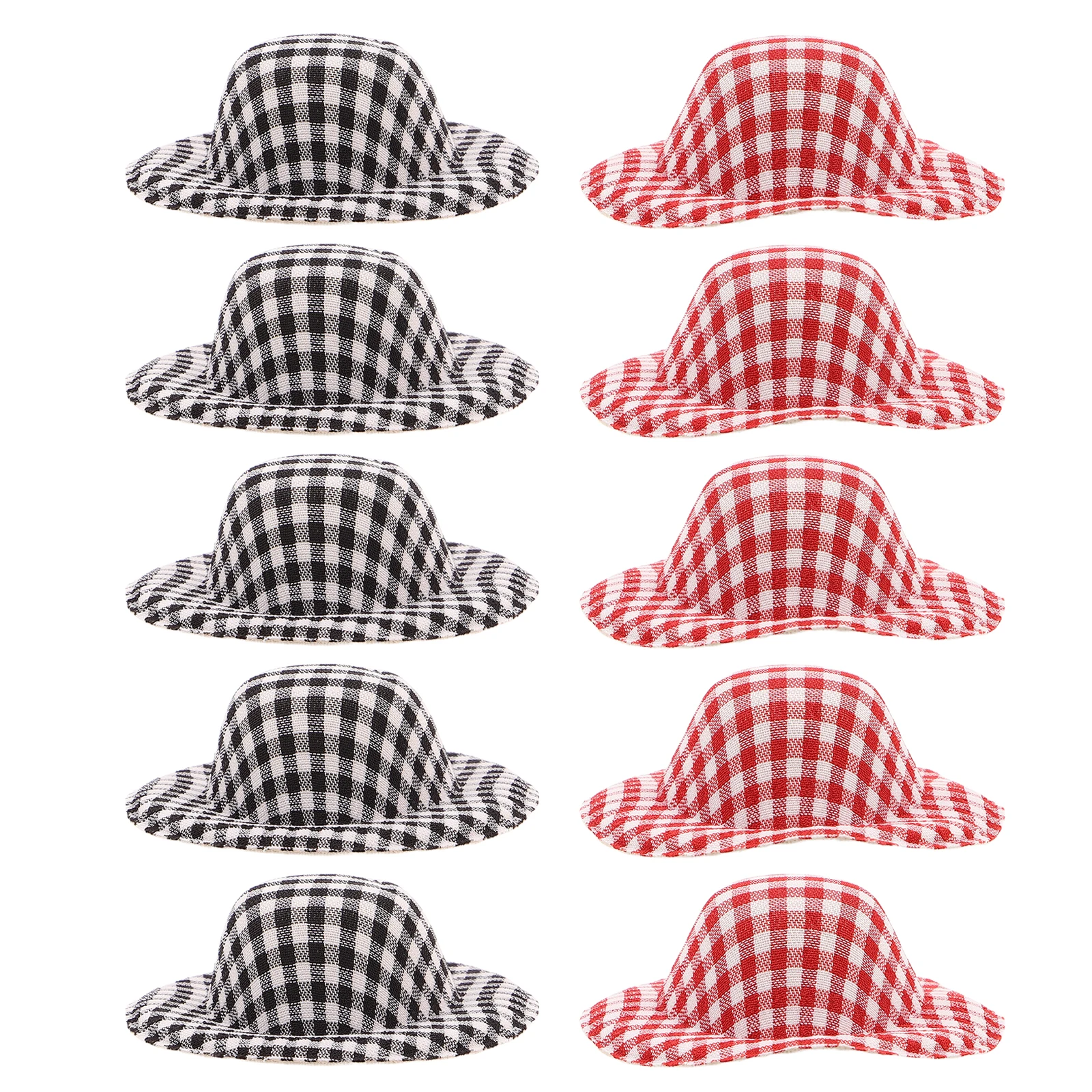 20Pcs Mini Plaid Caps Small Lightweight Hats for Crafts Party Decoration Mini Top Hats for Dollhouse Accessories