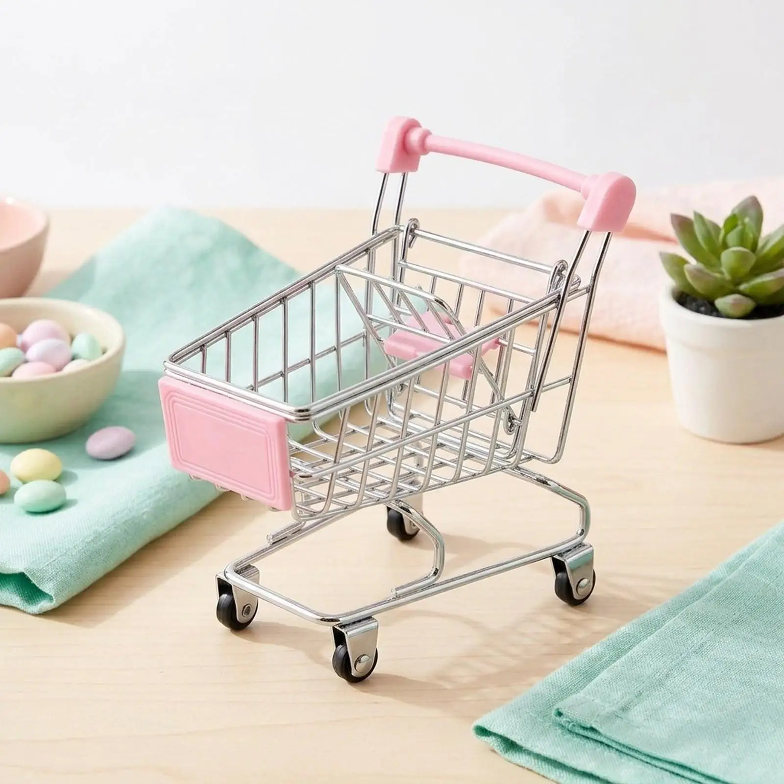 Shopping Cart Toy Grocery Cart Learning Development Decorative Pretend Play Supermarket Handcart Trolley for Kids Girls Boys