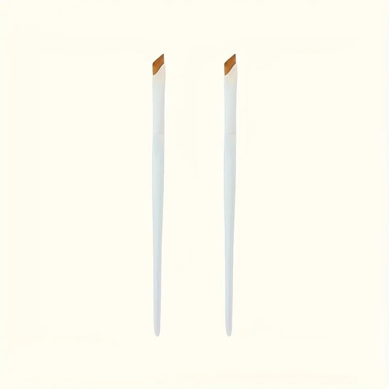 1 Porcelain White Diagonal Eyeliner Pencil And Eyebrow Brush Set - Nylon Brush, Suitable For All Makeup - Ideal For Beginners