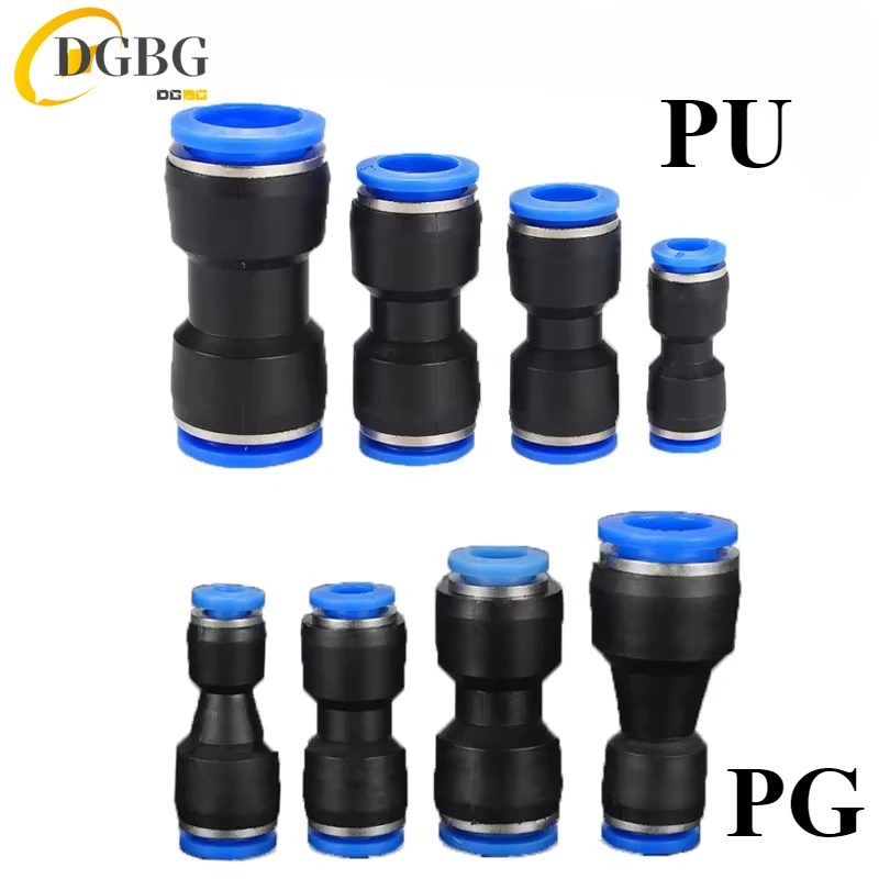 PU Pneumatic Fittings Plastic Connector PG 4mm 6mm 8mm 10/12/14mm 16mmAir water Hose Tube Push in Straight Gas Quick Connectors