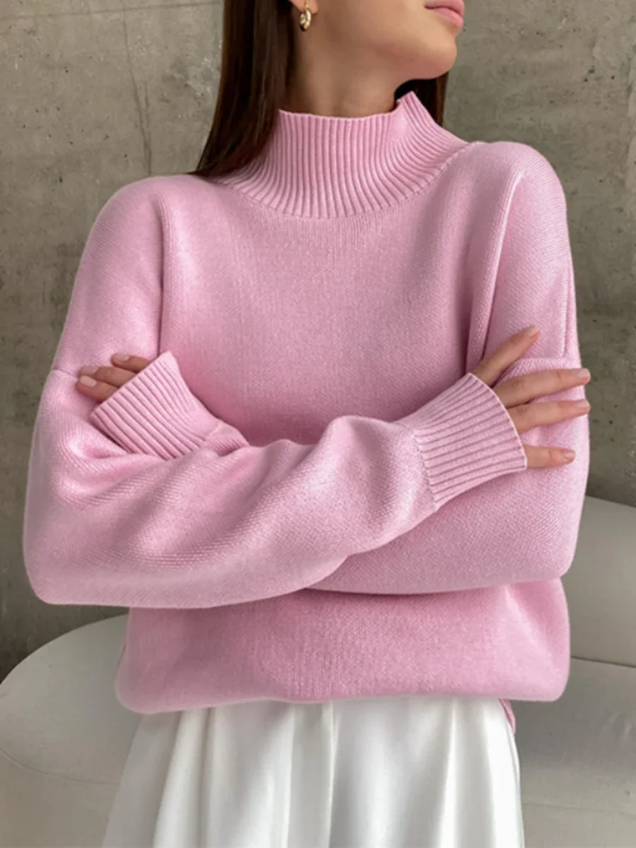 Wolfeel Women Turtleneck Sweater CHIC Autumn Winter Thick Warm Pullover Top Oversized Casual Loose Knitted Jumper Female Pull