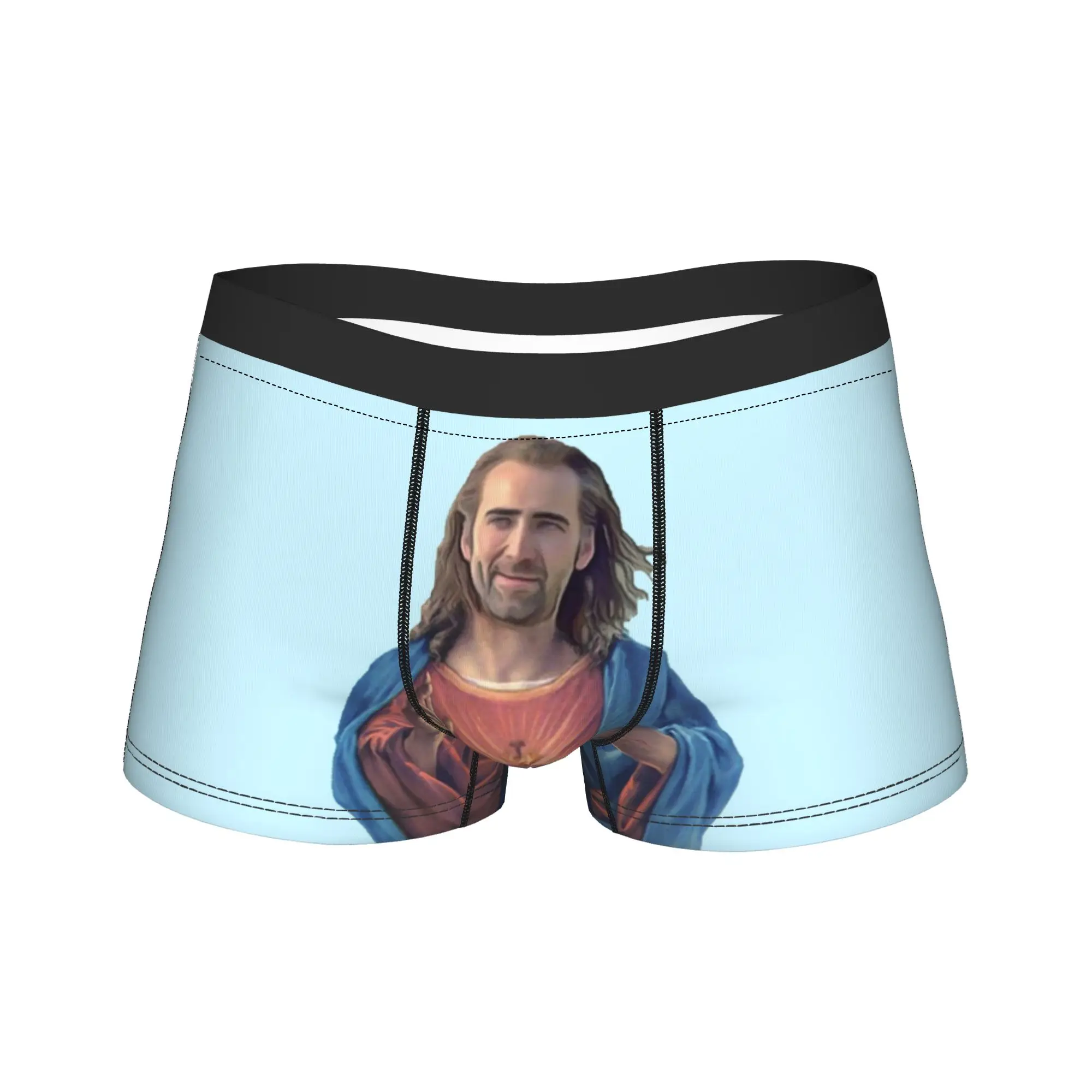 

Мужские трусы-боксеры с принтом Николаса Кейджа и Иисуса, шорты, мягкое нижнее белье, Nicolas Funny Meme Homme, новинка, трусы S-XXL