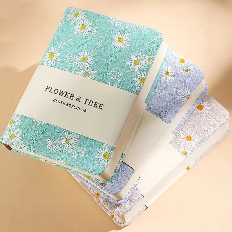 A6 Lovely Flowers Notebook Simple Cotton Fabric Notepad Diary Planner Agenda Journal Notebook Korean Stationery School Supplies