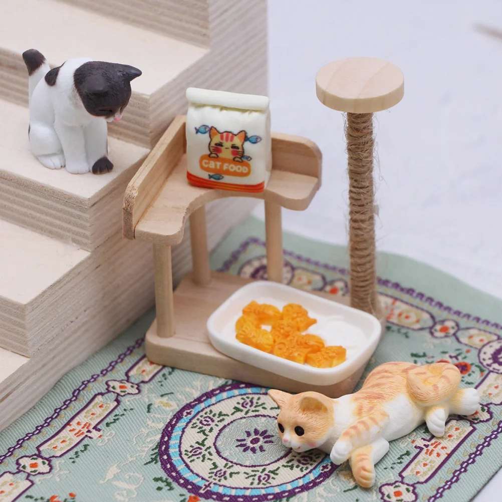 Quadro de escalada para gatos, mini casa, modelo de árvore, brinquedo, decoração em miniatura, casa de bonecas de madeira, adereço, brinquedos para gatinhos