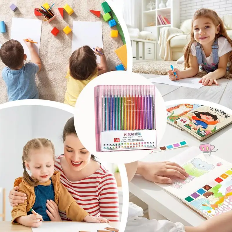 Блестящие гелевые ручки для раскрашивания Цветные гелевые ручки для раскрашивания книг Набор цветных ручек для рисования для детей и взрослых Раскраска