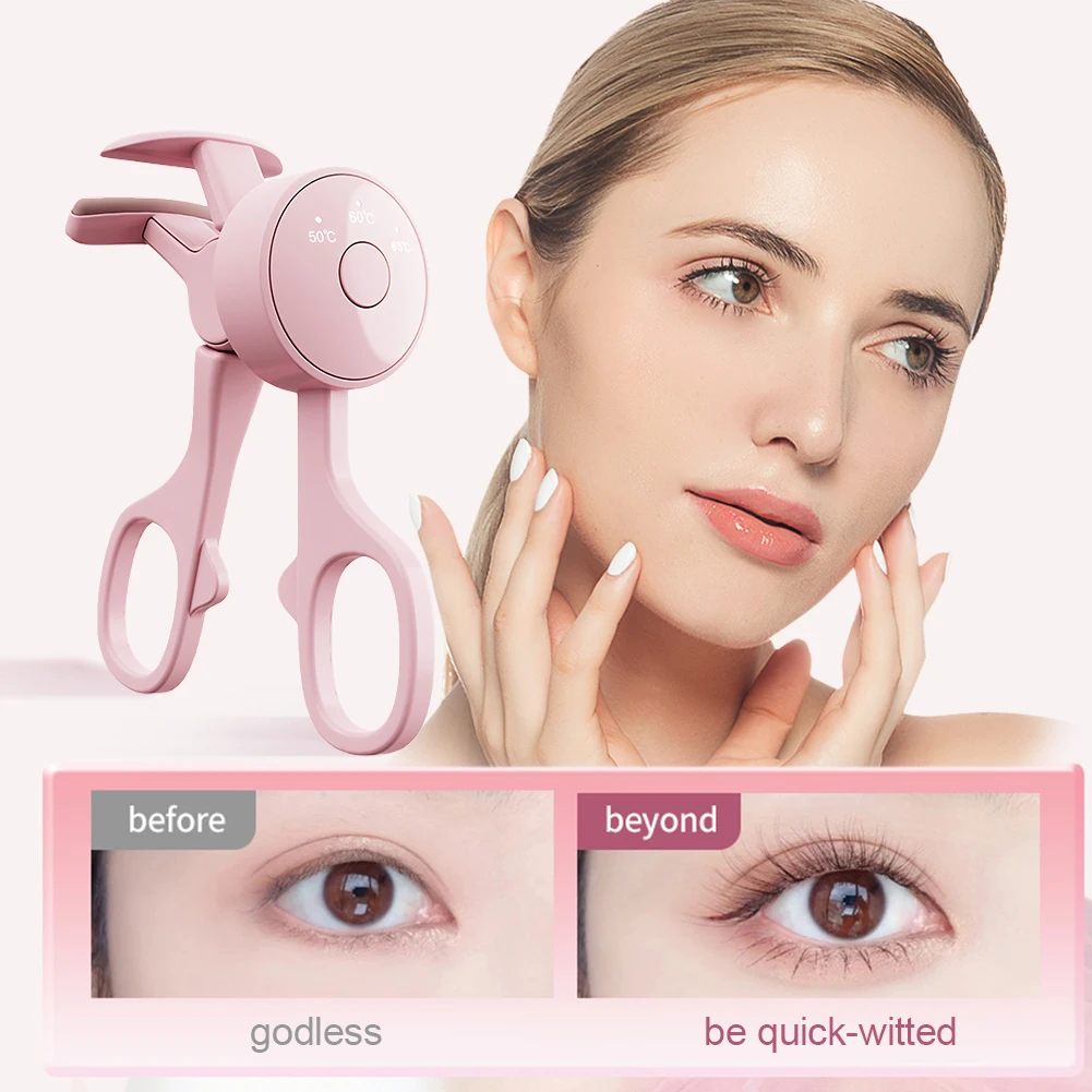 Heated Eyelash Curler Electric Eyelash Curler Long Lasting Eyelash Curling Tool Auto OFF Rechargeable Eyelash Curler for Women