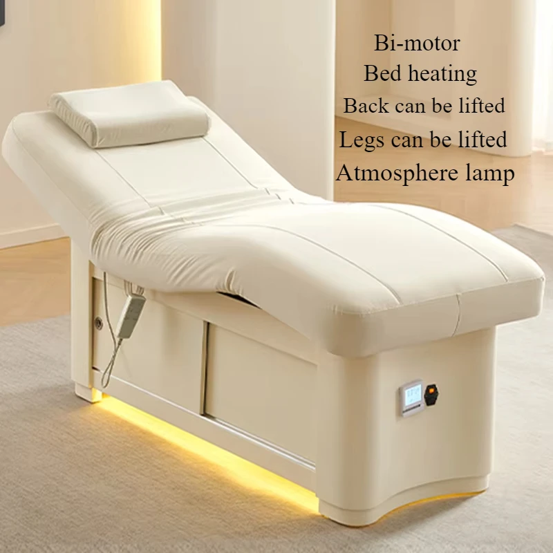 Spa Electric Beauty Bed Massage Multifunctional Rise And Fall Beautician Bed Aesthetic Atmosphere Lamp Letti Salon Furniture