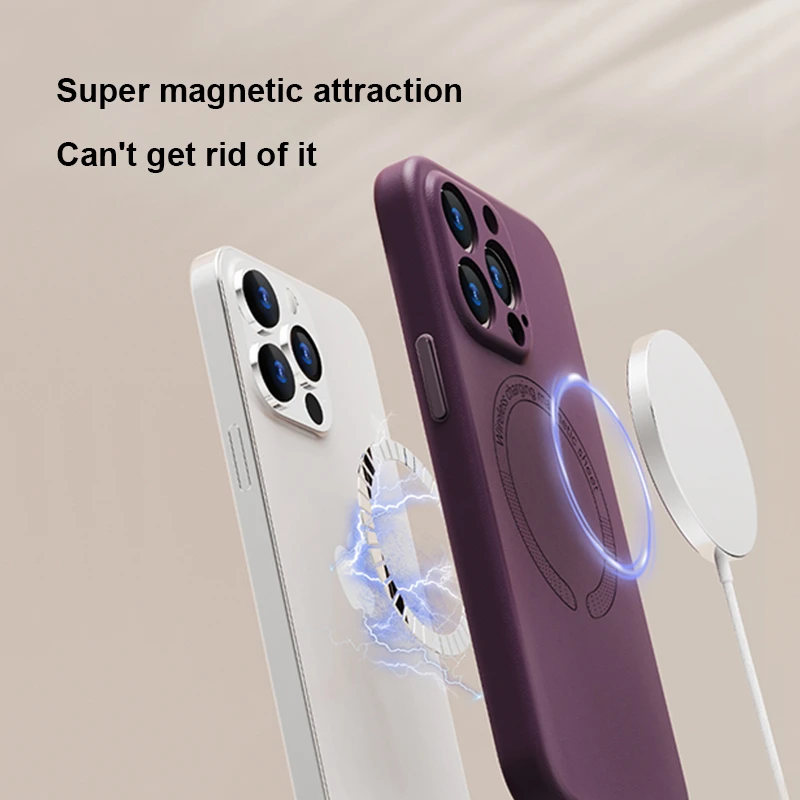 Phone Case Magsafe Magnetic Skin Friendly Leather Luxury Retro Matte Cover for IPhone 13 14 15 Pro Max Shockproof Protection