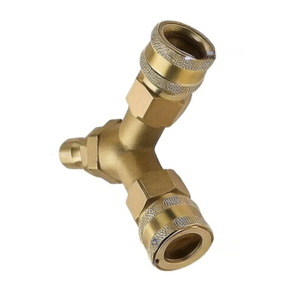 3/8 Fitting Pressure Washer Tee 5000PSI Splitter Coupler Brass Quick Connect Two To 1PC 4.0 GPM Accessories 3/8
