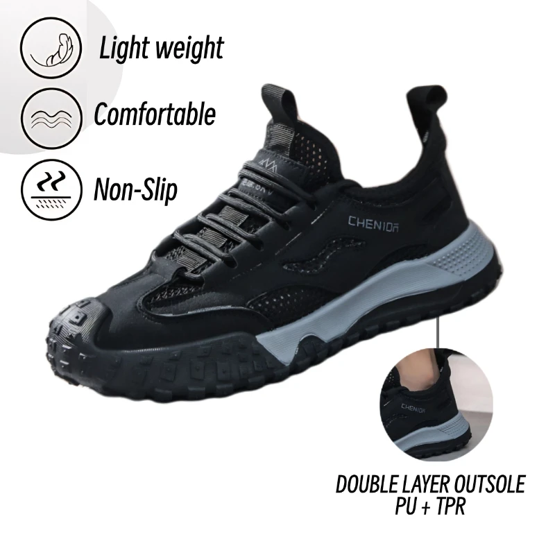 

Мужские кожаные уличные сетчатые кроссовки для пеших прогулок и прогулок, унисекс, нескользящие легкие кроссовки без шнуровки, дышащие, удобные, летние