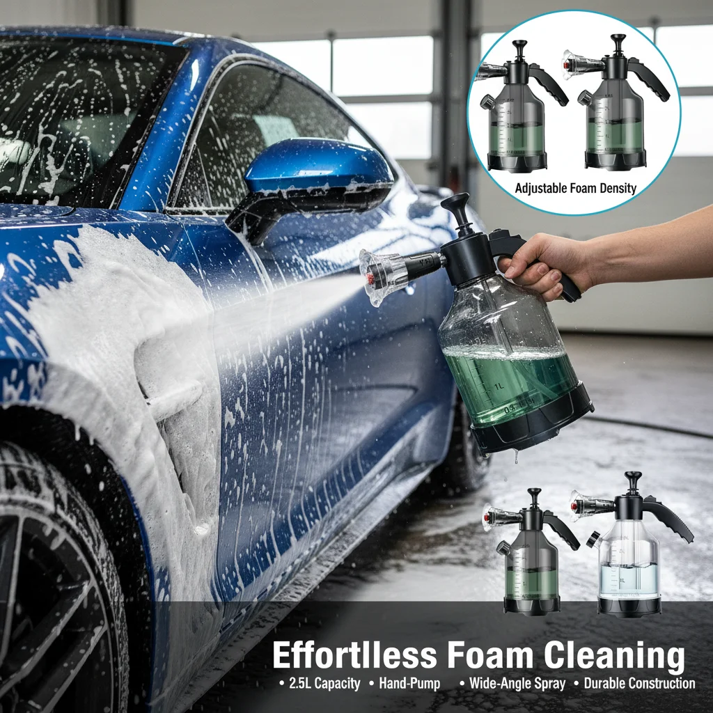 Pulverizador de Espuma Manual de 3L para Lavado de Autos, Cañón de Espuma Neumático, Botella de Espuma para Limpieza de Ventanas