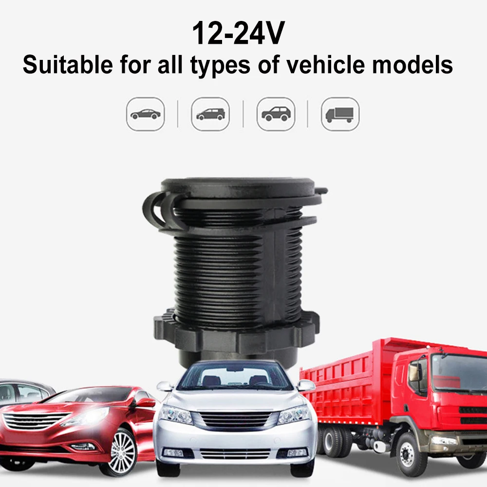 Universal 12V-24V Dual Port Fast Charge Car Phone Charger TYPE-C USB 5V 3.1A Blue Light Socket Car Charger Motorcycle Accessory