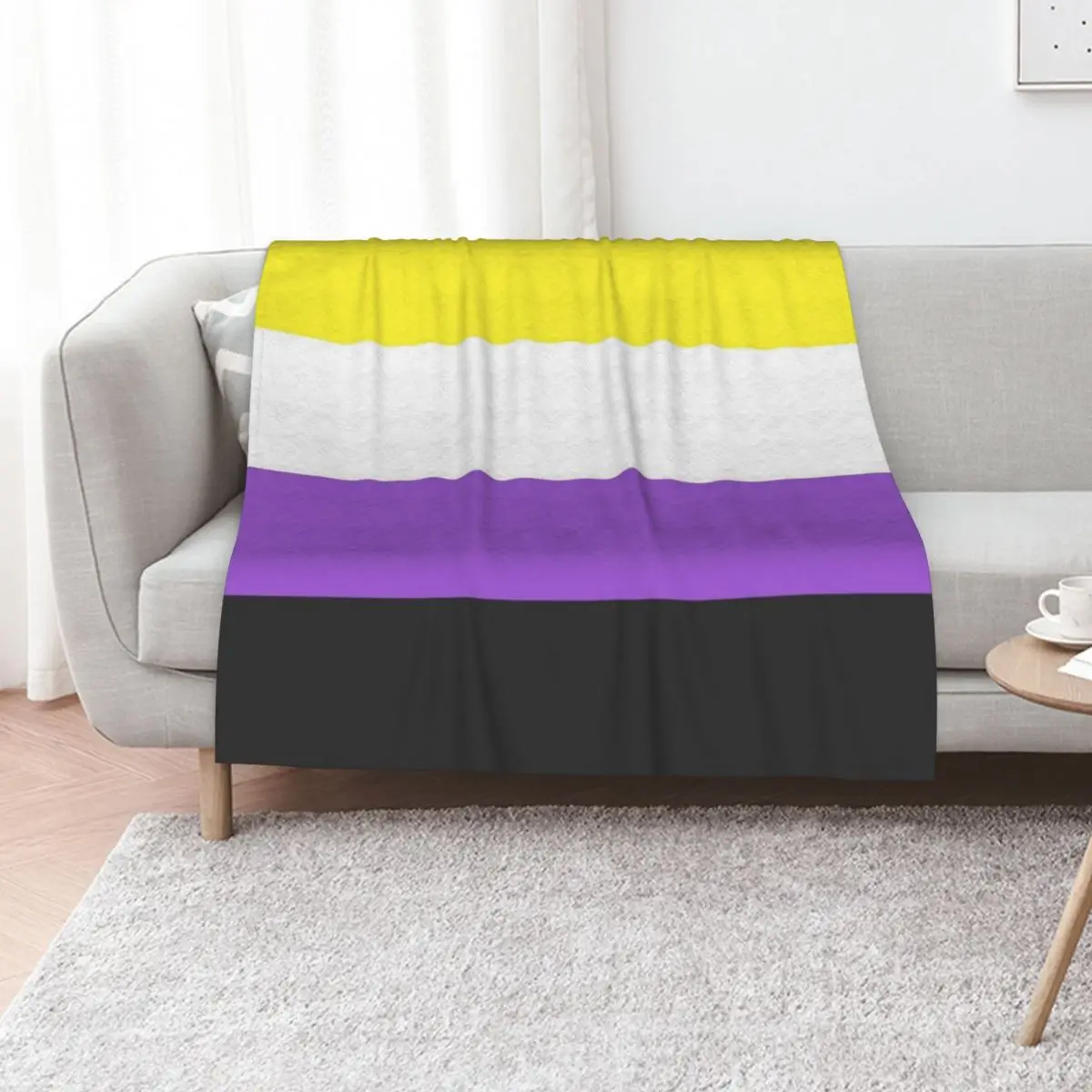 Seamless Repeating Non-Binary Pride Flag Pattern Throw Blanket Lightweight Cozy Blanket for Bed Sofa