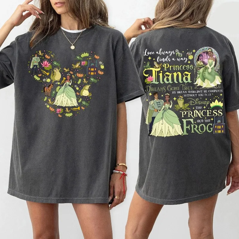 قميص أميرات ديزني تيانا قميص رحلة أميرات ديزني لاند الأميرة تيانا وقميص الضفدع قميص رحلة ديزني للفتيات #2