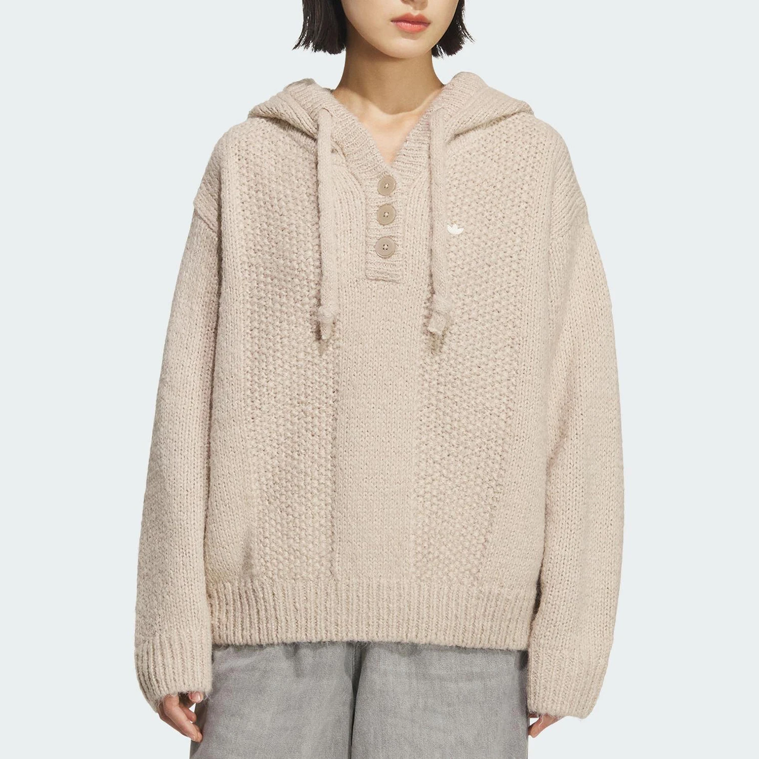 

Оригинальный женский вязаный пуловер Adidas с капюшоном для повседневной носки KS5968