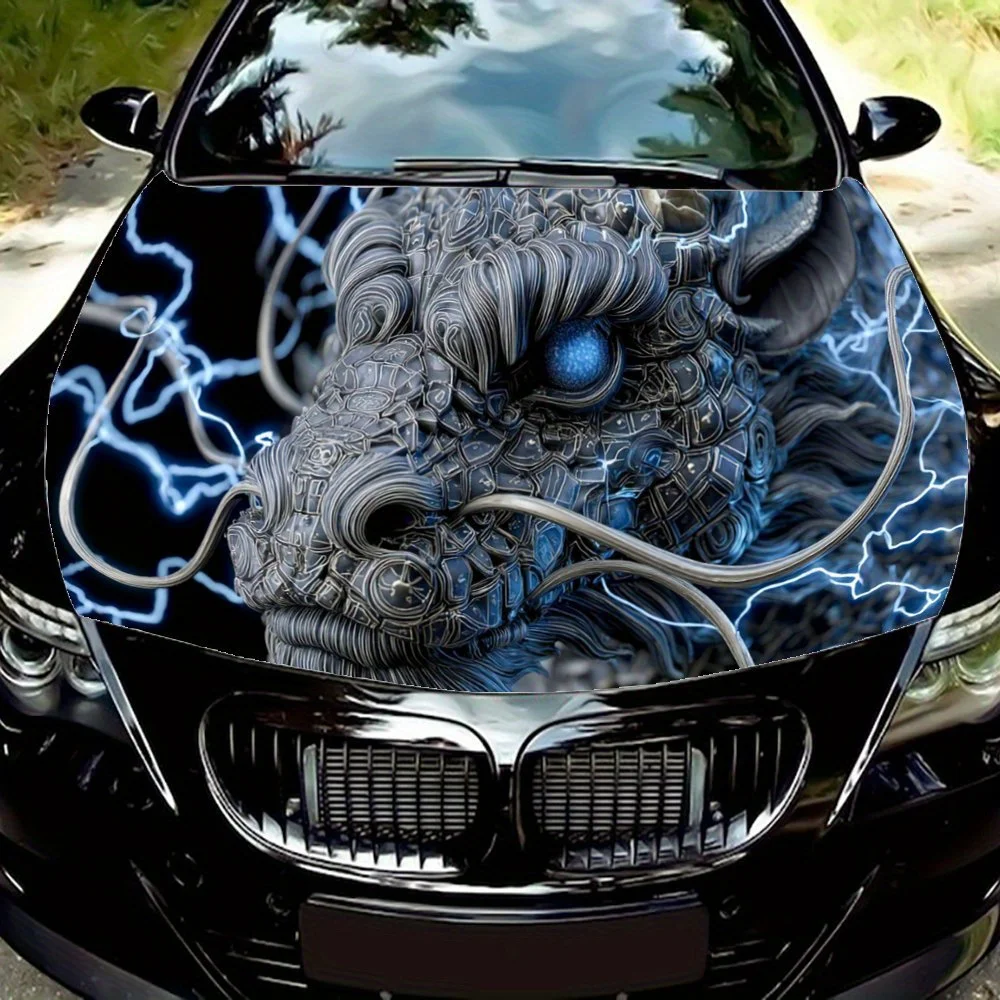 

Mechanical Dragon in Lightning,Car Hood Decal, Self-Adhesive Waterproof PVC Car hood Sticker,Car Decoration Scratch Resistant St