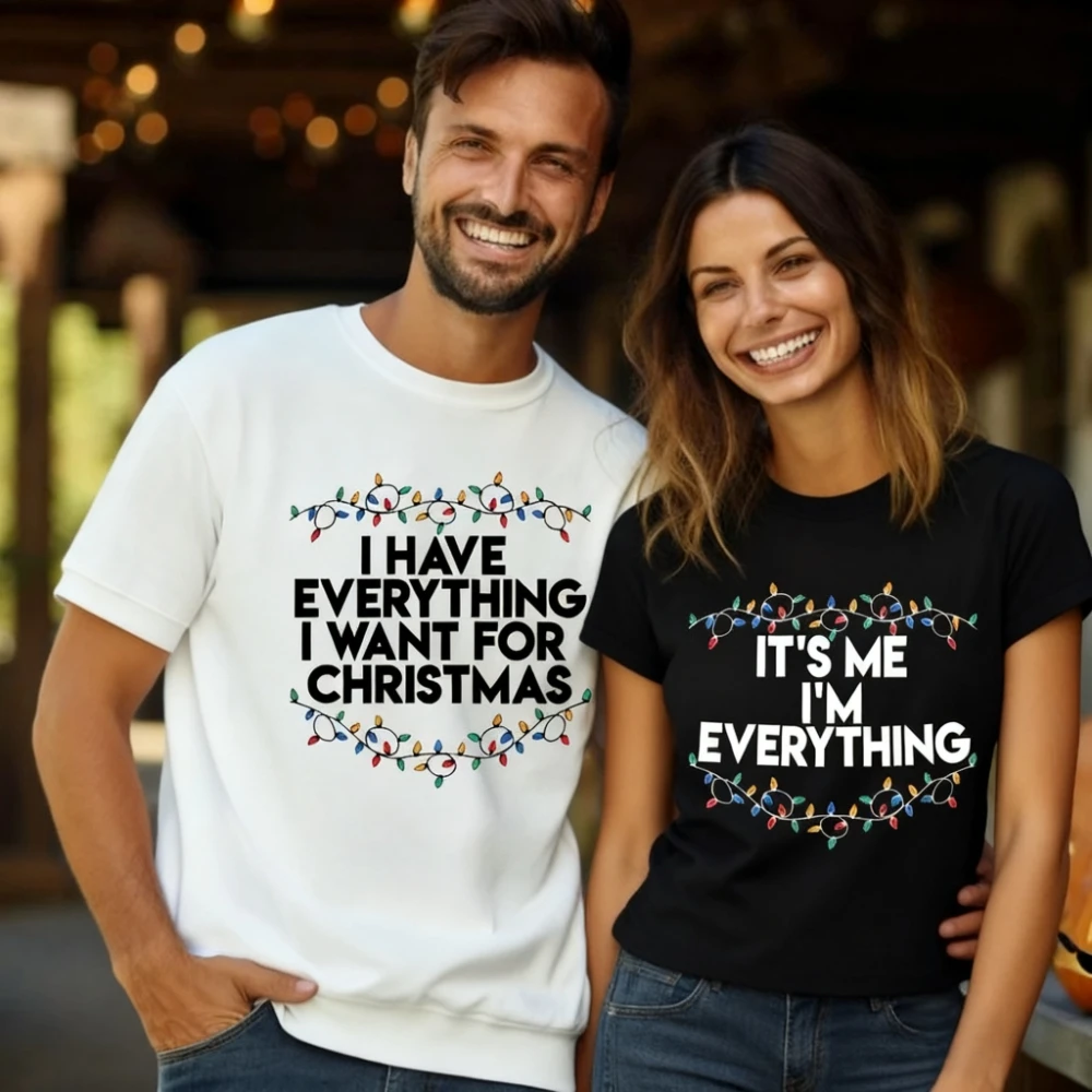 

У меня есть все, что я хочу на Рождество. Футболка «Это я все, что я все», одинаковая рубашка для рождественской вечеринки, футболка для пар, мужская и женская футболка