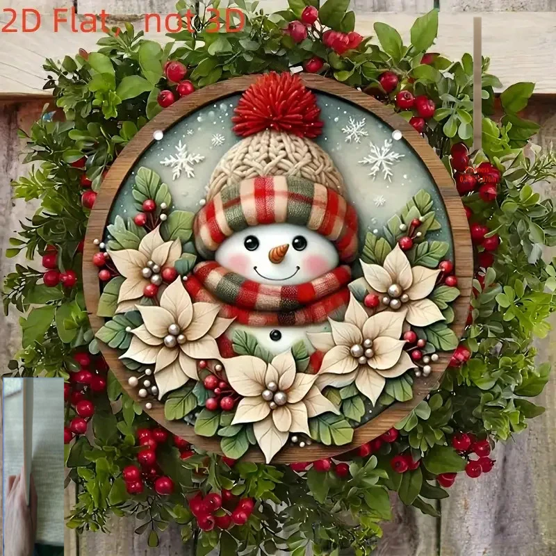 2/1 Piece Christmas Snowman Wooden Hanging Ornament, 2D Flat Design Suitable for Front Door, Wall, Home, Bedroom, and Party Decoration The Perfect Gift for Family, Friends, and Colleagues, Holiday Hanging Decorations, Decorative Tags, the Best Christmas Decorations, Suitable for Holiday Products.