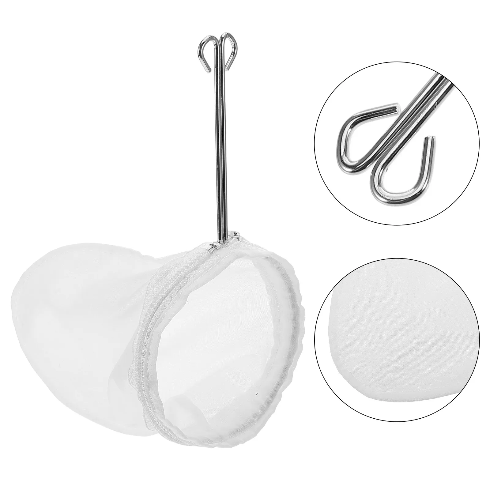 1Set Mesh Strainer Bag Fine Mesh Tea Filter with Reinforced Steel Ring Easy Clean Reusable for Nut Milk Coffee Soybean Juice