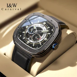 2022 I & W Carnival Famous Brand Watch Montre Automatique Luxe Square Large Dial Watch Hollow Waterproof Mens Fashion Watches 47mm