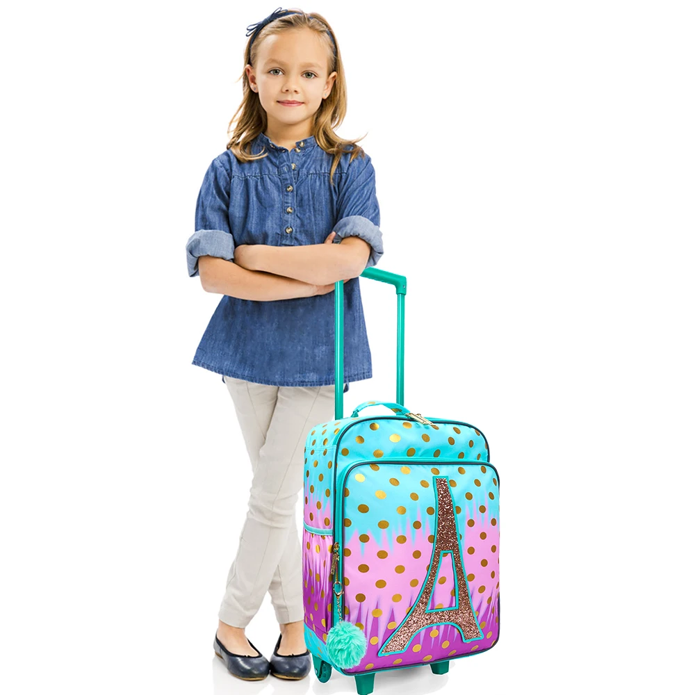 

Чемодан на колесиках, милый дизайн с мультяшной башней, детский дорожный чемодан, 18 дюймов, красочный