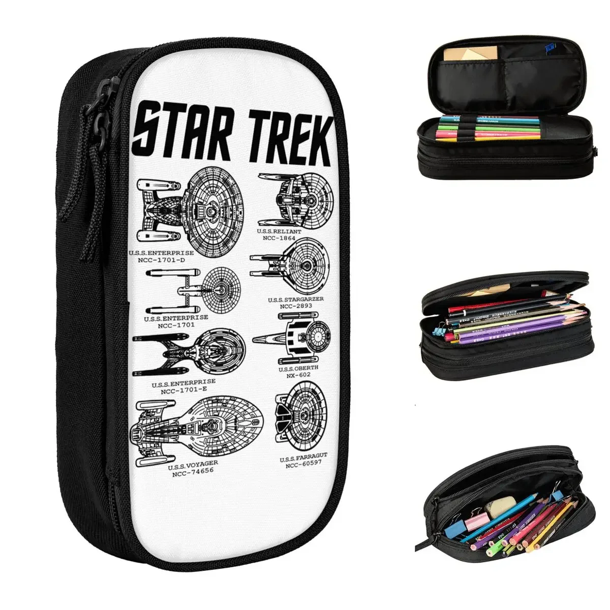 

Full List Generation Flying Ship Star Trek Merch Pen Box Large Capacity Kids Pencil Bag Perfect Gifts