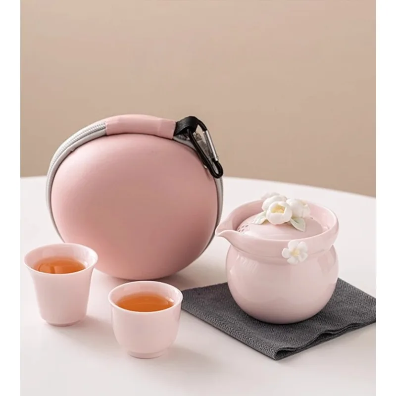 

Fat powder pinched flower travel tea set outdoor portable camping