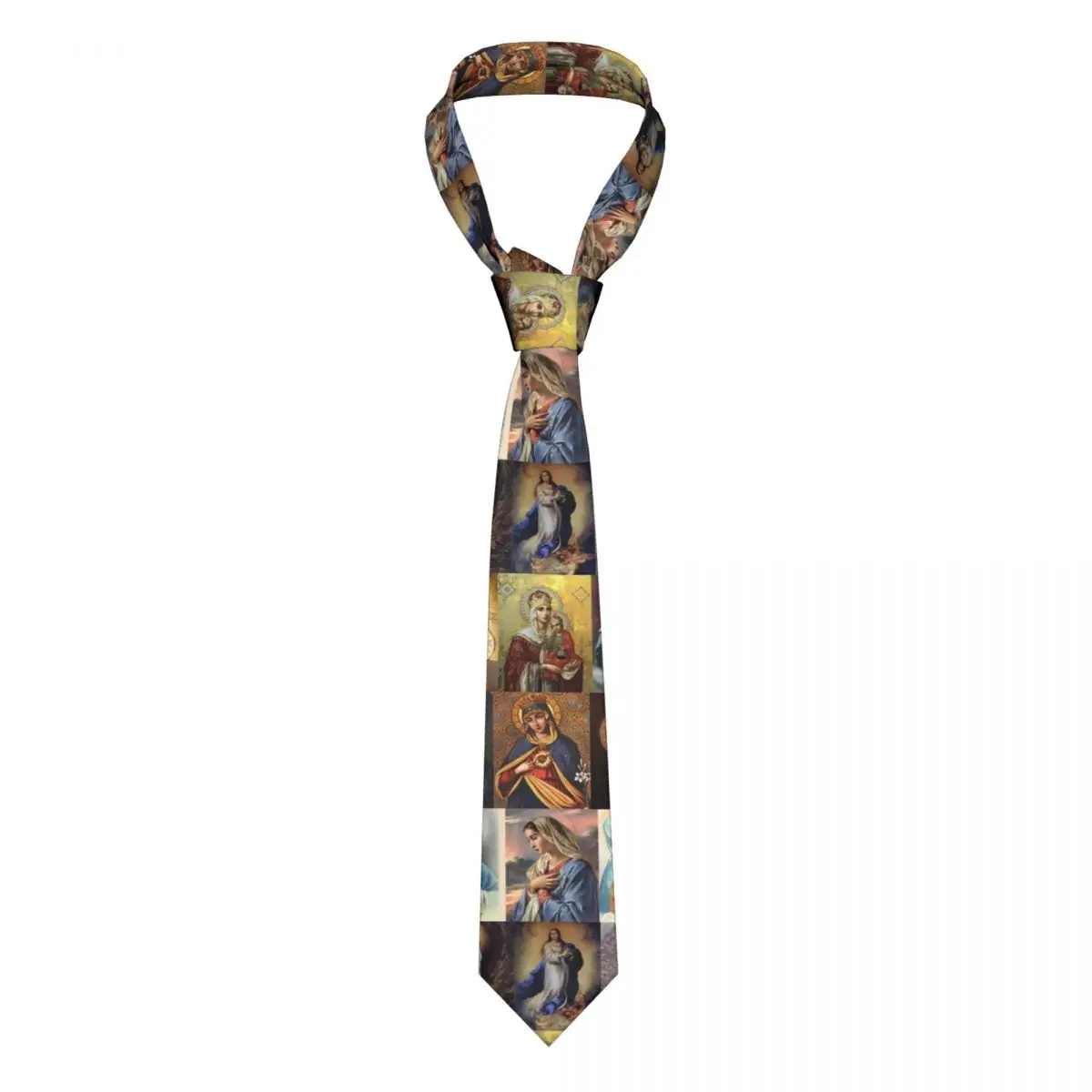 Classic Virgin Mary Ties for Party Customized Mens Catholic Christian Necktie