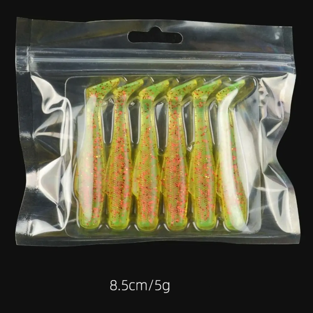 

1 pack 6/8.5cm T-Tail Swim Lures Silicone Soft Worm Artificial Bait Set Simulation Colorful Soft Lure Silicone Bait