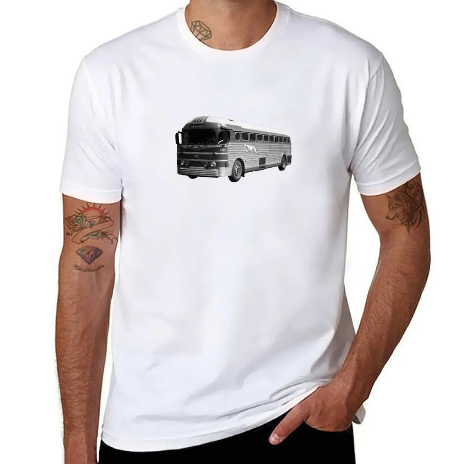 

Black and White Vintage Greyhound Bus T-Shirt plus size clothes T-shirts oversize clothes for men