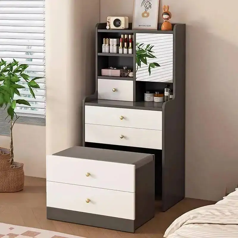 

Drawers Table Tall Storage Bedroom Vanity Mobile Makeup Dressing Table Desk Mirror Living Room Penteadeira Chinese Furniture