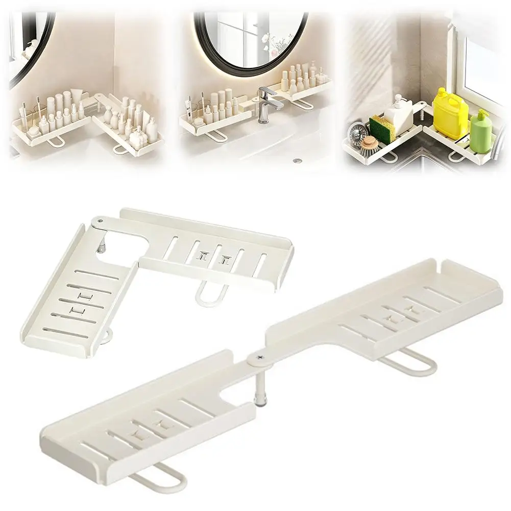 Faltbares Eckregal für Badezimmer, Wasserableitung, einfaches Regal für Armaturen, universeller Organizer ohne Bohren, Waschtisch-Aufbewahrung – Detail 2