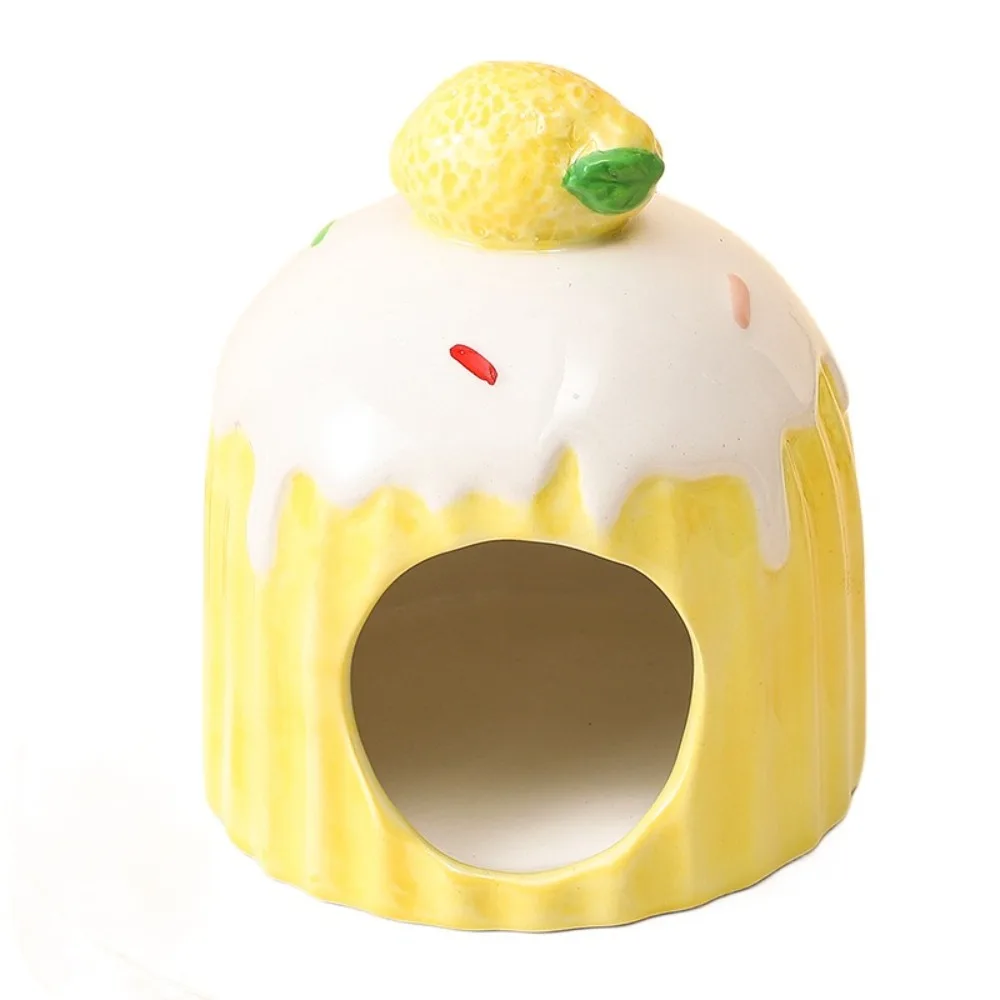 

Hamster Landscaping Supplies Ceramic Hamster Nest Cooling Cute Pet Small House Cake Shaped Creative Hamster Bed Bird