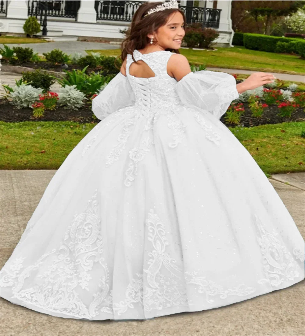 

Four Seasons Flower Girl Dress Sparkling Frenulum For Wedding Lace Juvenile First Communion Birthday Ball Gowns