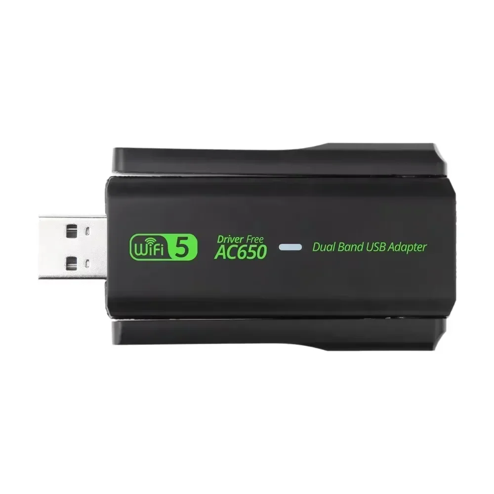 

650Mbps USB WiFi Network Card Receiver Adapter 2.4GHz 5GHz with 2 Antenna PC Mini Computer Dual Band