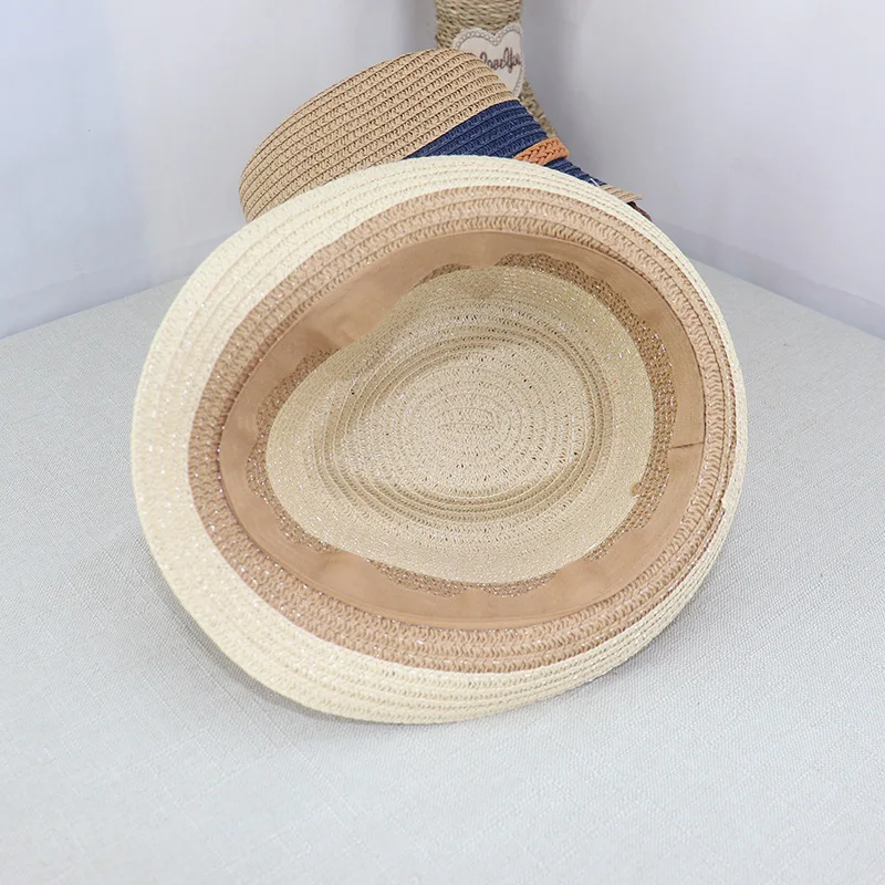 Korean Top Hat Parent-child Straw Hat Kids Sunhat Spring Summer Beach Sun Hand-knitted Hat Men Wholesale